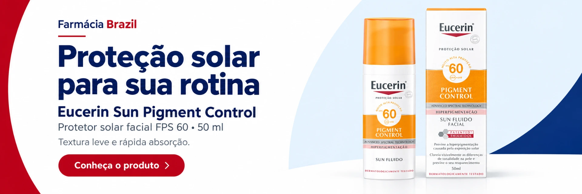 Proteção solar para sua rotina — Eucerin Sun Pigment Control, protetor solar facial FPS 60, 50 ml. Conheça o produto.