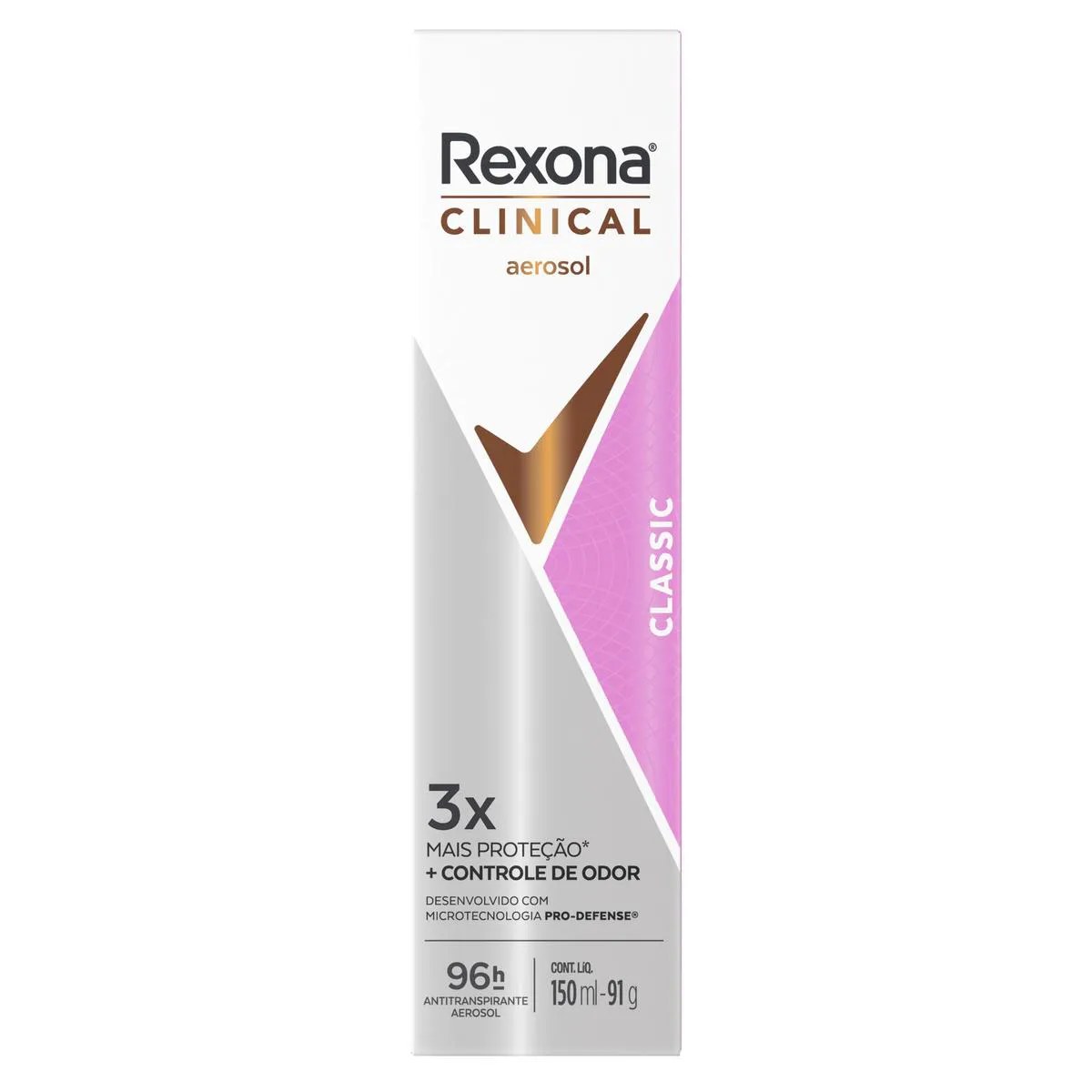 Desodorante Antitranspirante Aerosol Rexona Clinical Classic Feminino 96h 150ml